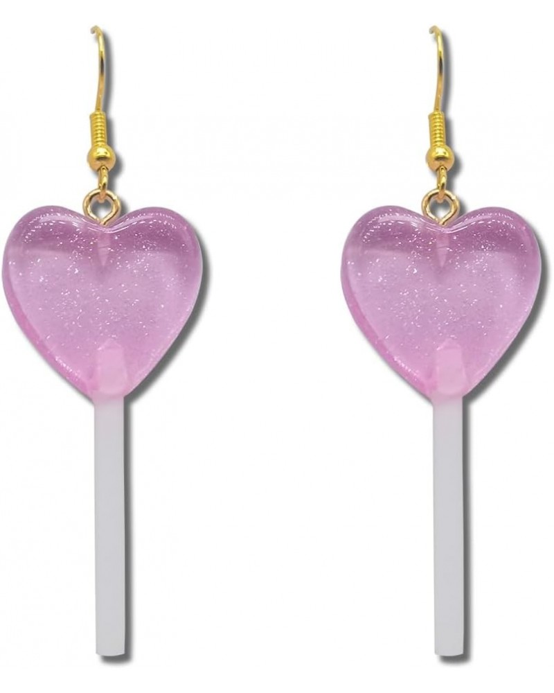 Heart Lollipop Earrings Cute Pink Heart Candy Earrings Valentine Large Heart Lollipop Earring Acrylic Valentine's Day Heart S...