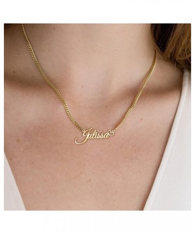 Personalized Name Necklace with Heart, Custom 18K Gold Plated Name Necklace with Birthstone, Customized Jewelry Gifts for Wom...