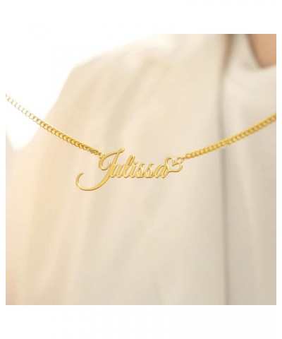 Personalized Name Necklace with Heart, Custom 18K Gold Plated Name Necklace with Birthstone, Customized Jewelry Gifts for Wom...