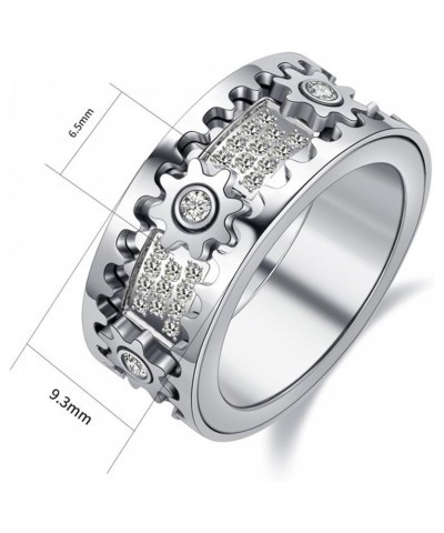 Handmade Diamond Ornate Geometric 3D Band Ring,Pure Handmade Gear Spinning Full Diamond Starry Ring,For Women Men Teens,Diamo...