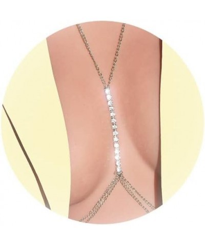 Rhinestone Body Chain Crystal Bra Chest Chain Beach Bikini Chain Adjustable Body Jewelry for Women Girls Sliver $7.69 Body Je...