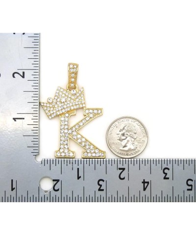 King Crown Alphabet Initial Pendant 3mm 24 inches Cuban Chain Necklace in Gold, Silver Tone K - Gold $13.80 Necklaces