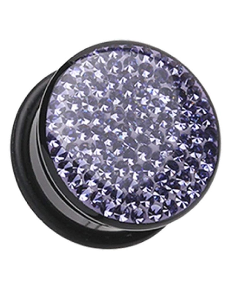 Brilliant Sparkles Black Body Single Flared Ear Gauge Plug 6 GA (4mm), Tanzanite $11.95 Body Jewelry