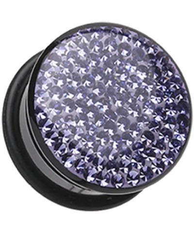 Brilliant Sparkles Black Body Single Flared Ear Gauge Plug 6 GA (4mm), Tanzanite $11.95 Body Jewelry