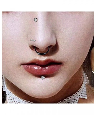 20G 16Pcs Stainless Steel Ear Studs Screws Nose Ring CZ Body Piercing for Womens Mens Screw | Silver $9.68 Body Jewelry