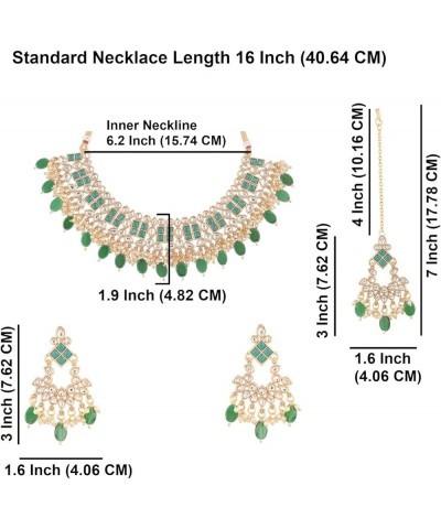 Indian Jewelry Choker Necklace Maang Tikka Earrings Bollywood Wedding Crystal Kundan Necklace Earrings Head Chain Set Green $...