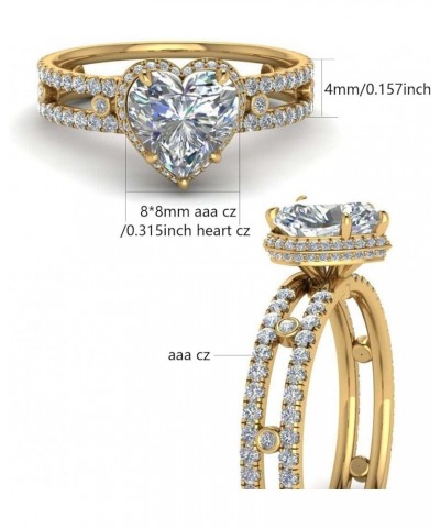 Couple Rings Matching Ring Heart 1.5ct CZ Yellow Gold Plated Women Wedding Ring Sets for Him and Her Rings Gold women size9 &...