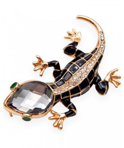 Crystal Lizard Brooches for Women Fashion Craft Gold Rhinestone Animal Pins Shining Jewelry Black Green Stone Golden Plated $...