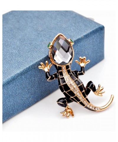 Crystal Lizard Brooches for Women Fashion Craft Gold Rhinestone Animal Pins Shining Jewelry Black Green Stone Golden Plated $...