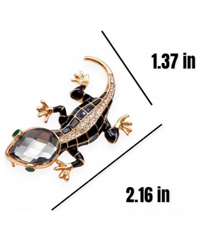 Crystal Lizard Brooches for Women Fashion Craft Gold Rhinestone Animal Pins Shining Jewelry Black Green Stone Golden Plated $...