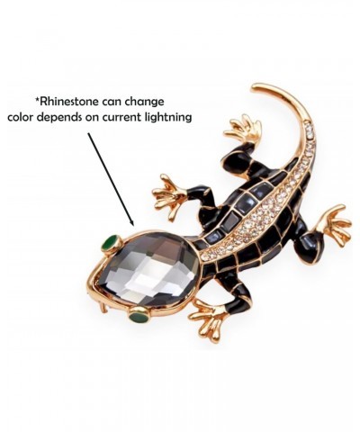 Crystal Lizard Brooches for Women Fashion Craft Gold Rhinestone Animal Pins Shining Jewelry Black Green Stone Golden Plated $...