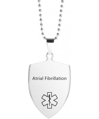 Stainless Steel Shield Shape Medical Alert Necklaces for Men Women Emergency Identification Pendant,Health Reminder Necklace ...