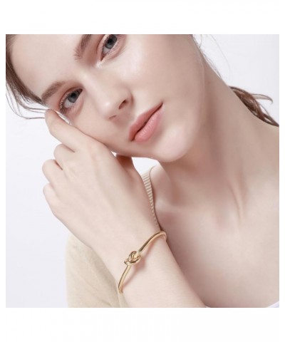 18K Gold Plated T Bracelet with CZ Diamond Bangle for Women Silver 60mm T Opening Bracelet Gift for Girls Knot Gold $7.79 Bra...