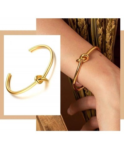 18K Gold Plated T Bracelet with CZ Diamond Bangle for Women Silver 60mm T Opening Bracelet Gift for Girls Knot Gold $7.79 Bra...