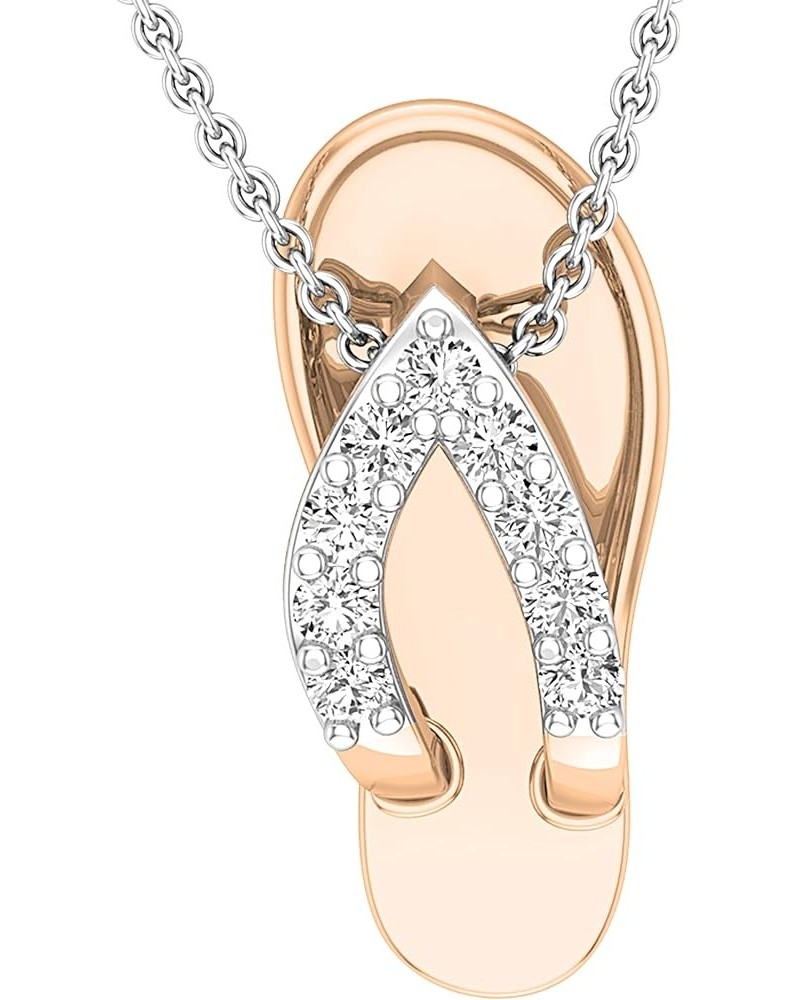 Round White Diamond Slipper Flip Flop Sandal Pendant Necklace for Women 1/6 CT (0.16 ctw, Color I-J), Available in 10K/14K/18...