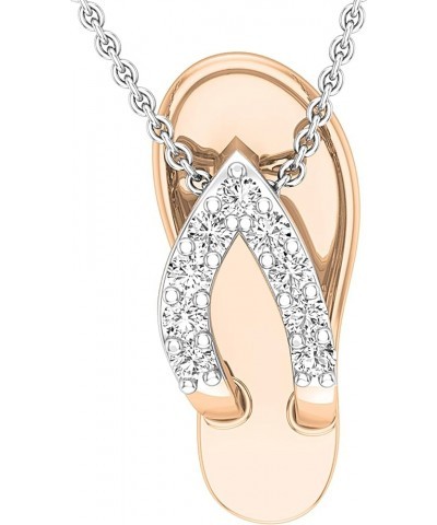 Round White Diamond Slipper Flip Flop Sandal Pendant Necklace for Women 1/6 CT (0.16 ctw, Color I-J), Available in 10K/14K/18...