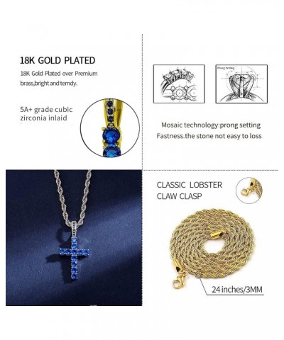 JINAO 18K Gold Plated Iced Out Cubic Zirconia Classic Ankh Nail Mini Cross Egyptian Pendant Necklace Hip Hop Jewelry for Men ...