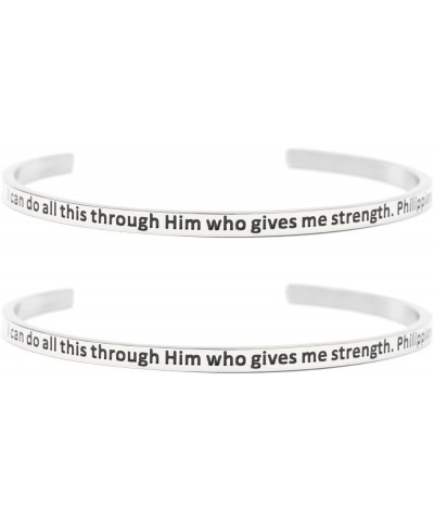 Inspirational Inspiration Cuff Bangle Bracelets in Stainless Steel I can do all this $11.73 Bracelets