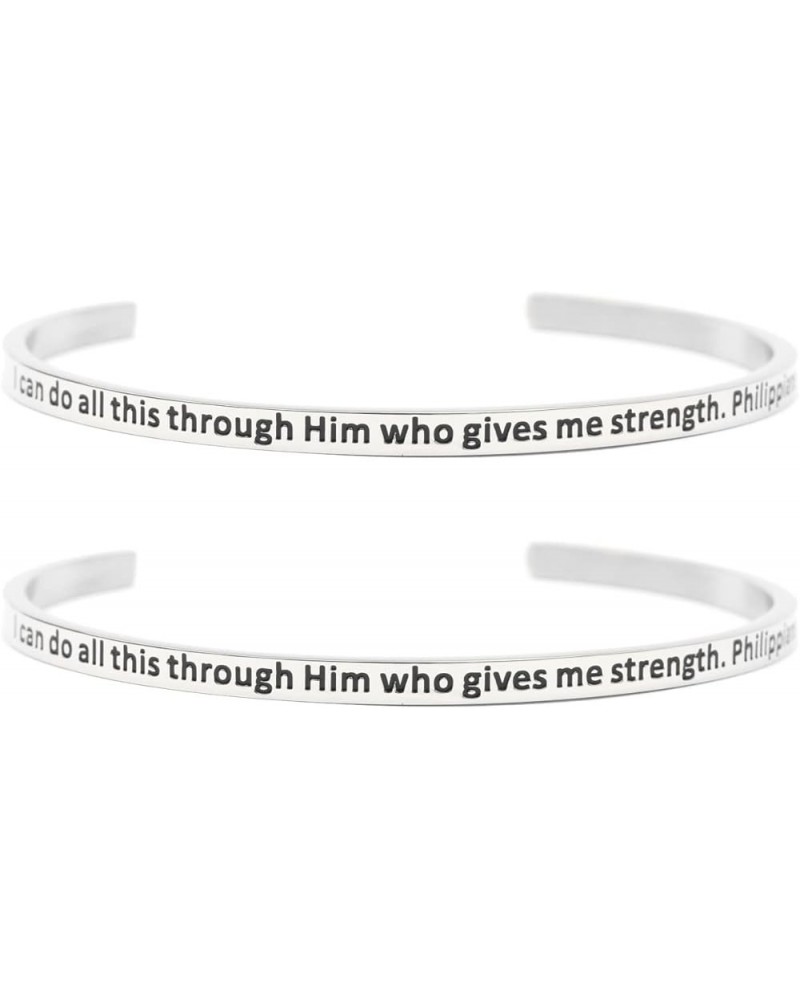 Inspirational Inspiration Cuff Bangle Bracelets in Stainless Steel I can do all this $11.73 Bracelets