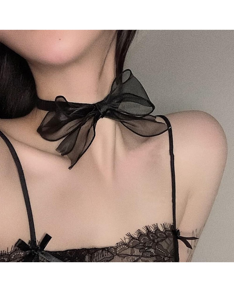 Boho Punk Vintage Black Lace Shiny Alloy Sexy Choker Necklace for Women Chunky Short Necklace Black Chain Necklace Jewelry fo...