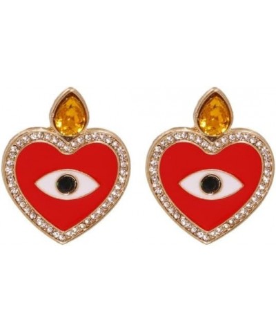 Trendy Ethnic Love Heart Shape Evil Eye Drop Earrings For Women Vintage tement Crystal Dangle Earring Jewelry Gift 54349-RD $...