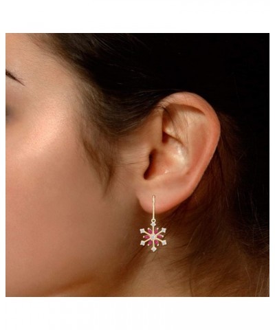 925 Sterling Silver Simulated Birthstone Cubic Zirconia Snowflake Leverback Earrings Drop & Dangle Earrings Jewelry For Women...