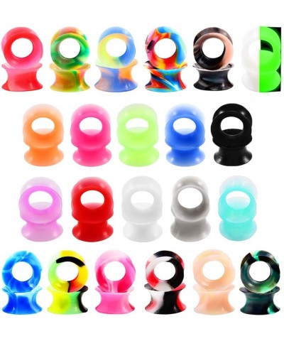 22Pairs Soft Silicone Ear Gauges Plugs Double Flared Tunnels Flexible Ear Piercing Stretchers Colorful Set 2g-5/8 11/16"(18mm...