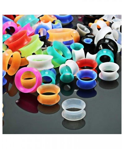 22Pairs Soft Silicone Ear Gauges Plugs Double Flared Tunnels Flexible Ear Piercing Stretchers Colorful Set 2g-5/8 11/16"(18mm...