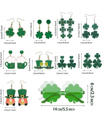 St Patricks Day Earrings and Sunglasses for Women Saint Patrick Day Accessories Green Shamrock Clover Style Party Favors Comp...