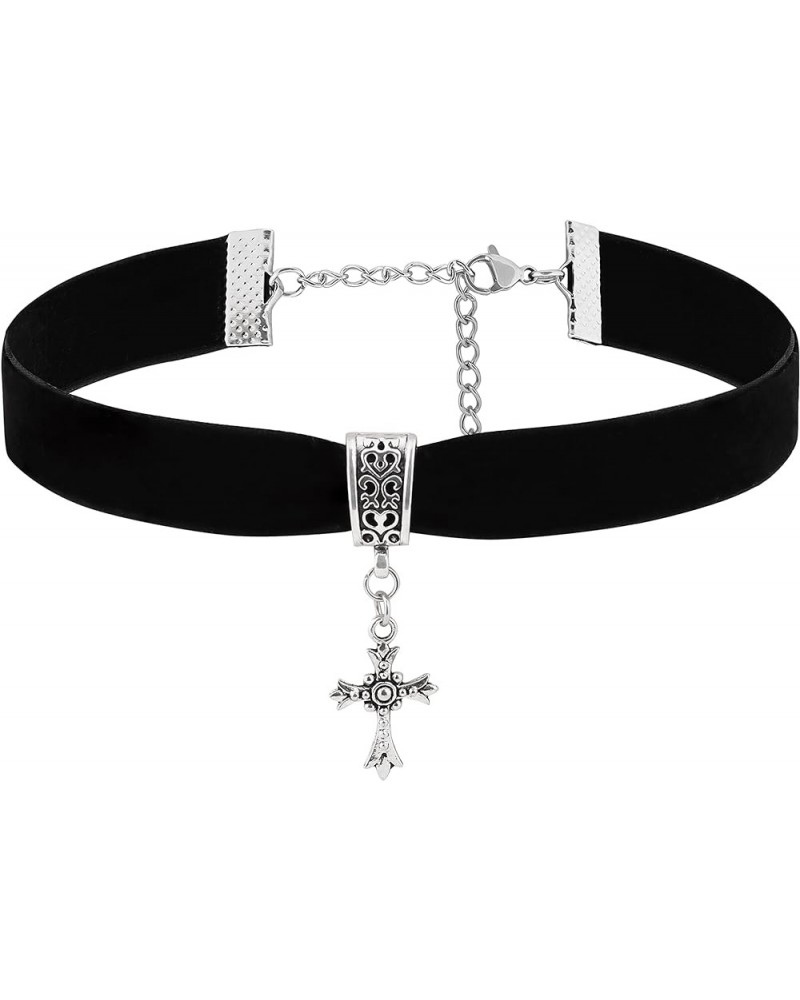 Gothic Cross Necklace, Cross Choker, Black Choker, Gothic Choker, Goth Choker, Halloween Christmas New Year Goth Jewelry Gift...