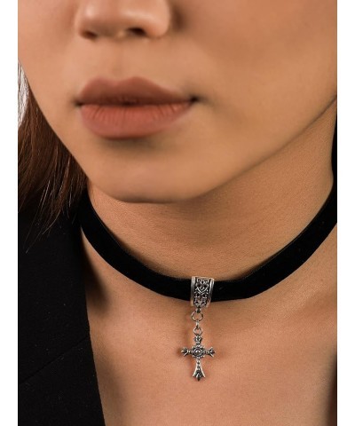 Gothic Cross Necklace, Cross Choker, Black Choker, Gothic Choker, Goth Choker, Halloween Christmas New Year Goth Jewelry Gift...