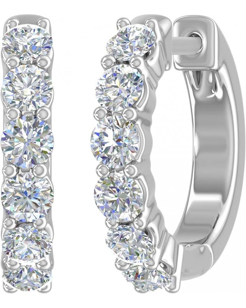 3/4 Carat Diamond Hoop Huggies Earrings in 14K Gold or Platinum (I1-I2 Clarity) Platinum $250.80 Earrings