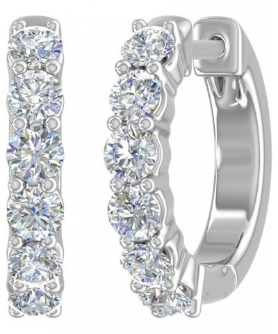 3/4 Carat Diamond Hoop Huggies Earrings in 14K Gold or Platinum (I1-I2 Clarity) Platinum $250.80 Earrings