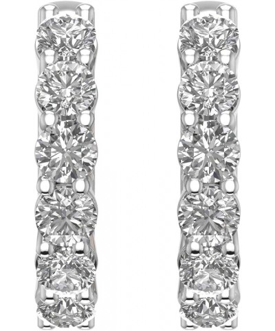 3/4 Carat Diamond Hoop Huggies Earrings in 14K Gold or Platinum (I1-I2 Clarity) Platinum $250.80 Earrings