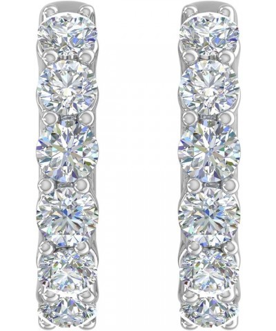 3/4 Carat Diamond Hoop Huggies Earrings in 14K Gold or Platinum (I1-I2 Clarity) Platinum $250.80 Earrings