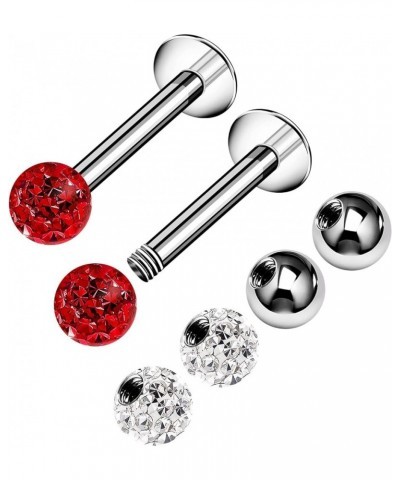 2PCS Surgical Steel Labret 16g 5/16 8mm 3mm Monroe Tragus Cartilage Spiderbite Earrings Piercing Jewelry Pick Size H:Red-16g-...