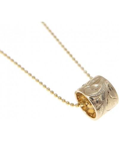 14K solid yellow gold hand engraved Hawaiian scroll 7.8mm barrel tube pendant $90.28 Necklaces