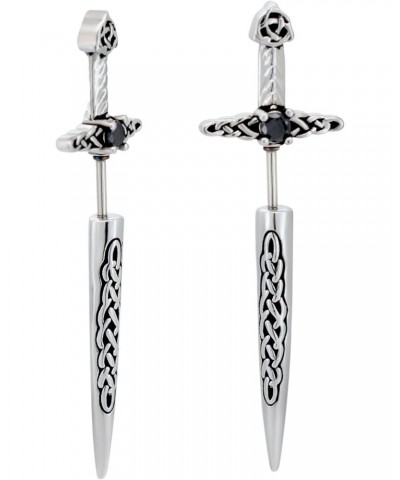 20GA 316L Stainless Steel Sword with Celtic Weave Fake Taper Earrings, Sold as a Pair $10.38 Body Jewelry