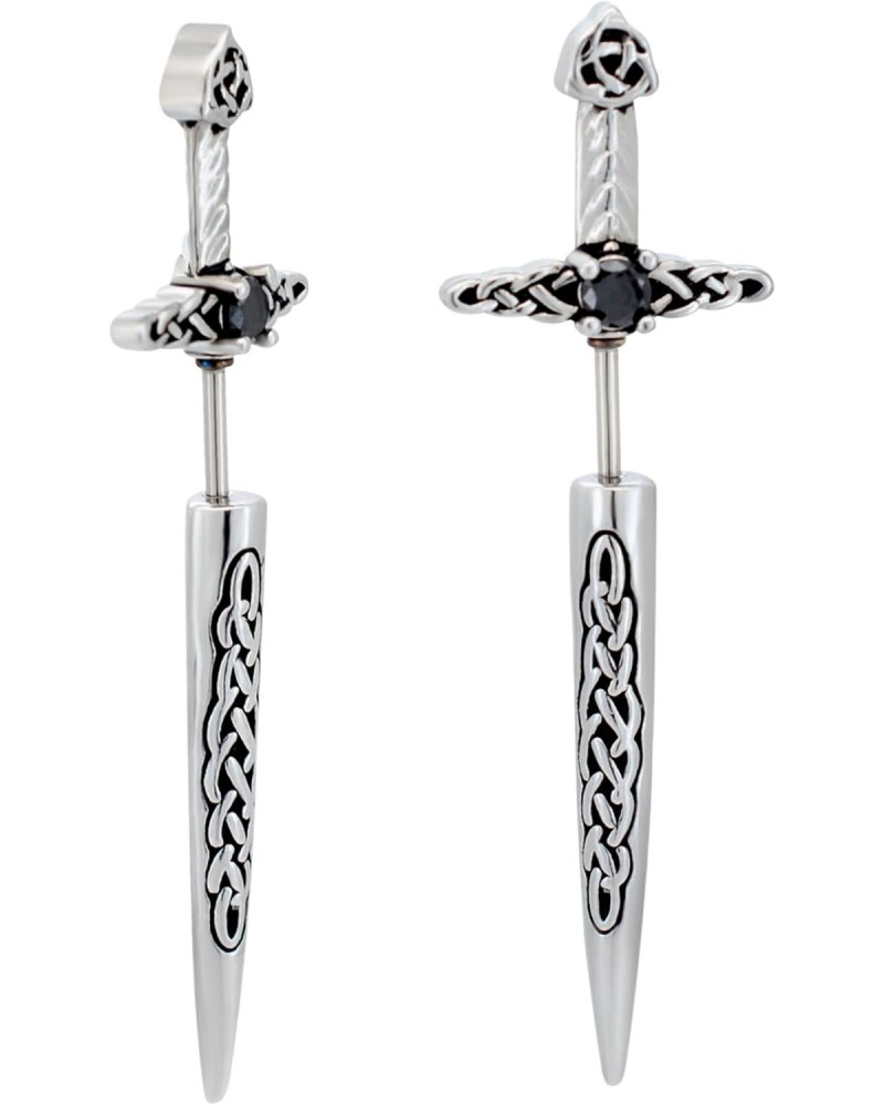 20GA 316L Stainless Steel Sword with Celtic Weave Fake Taper Earrings, Sold as a Pair $10.38 Body Jewelry