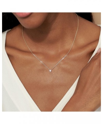 Gold Necklace for Women,14K Gold Plated Teardrop Cubic Zirconia Dainty Necklace Solitare Ttillion Heart Round Pear Cut CZ Pen...