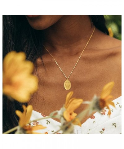 Birth Month Flower Necklace Irregular Oval Pendant Stainless Steel 18K Gold Necklace October $6.29 Necklaces