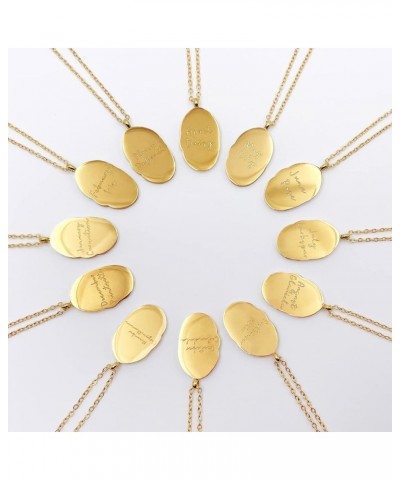 Birth Month Flower Necklace Irregular Oval Pendant Stainless Steel 18K Gold Necklace October $6.29 Necklaces