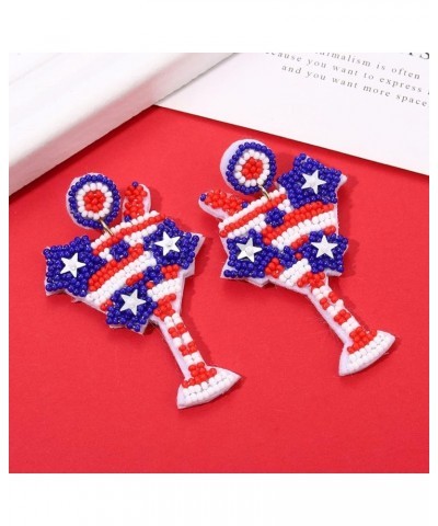 American Flag Earrings Beaded 4th of July Patriotic Earrings for Women Handmade USA Windmill Star Heart Drop Dangle Earrings ...