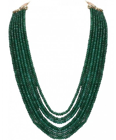 Sana Gems Green Colour Onyx Cut Rounds Emerald Jade Semi Precious Gemstone Beads Handcrafted 17 inches Layer Necklace for Wom...