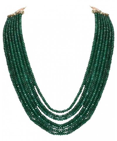 Sana Gems Green Colour Onyx Cut Rounds Emerald Jade Semi Precious Gemstone Beads Handcrafted 17 inches Layer Necklace for Wom...