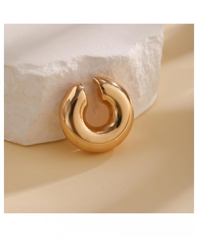 2 Pcs Chunky Hoop Ear Cuffs for Women Cute Non Piercing Circle Round Ear Clip Gold Silver Plated Lightweight Cartilage Ear Wr...