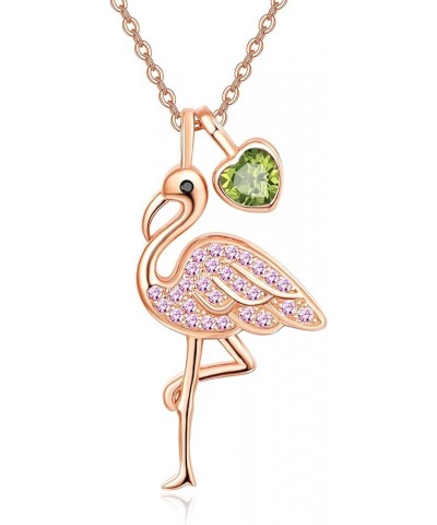 Mother's Day Flamingo Gifts for Women Sterling Silver Flamingo Pendant Necklace Birthstone Jewelry Birthday Gifts for Teens G...