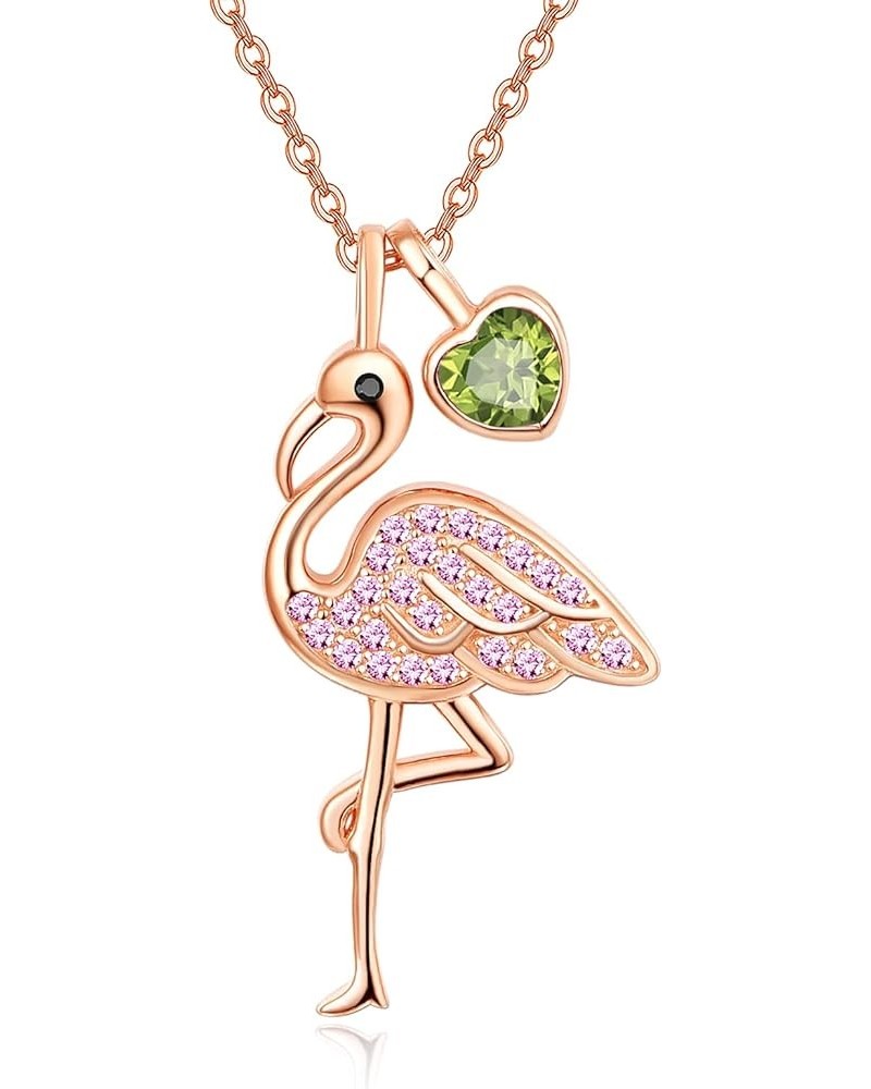 Mother's Day Flamingo Gifts for Women Sterling Silver Flamingo Pendant Necklace Birthstone Jewelry Birthday Gifts for Teens G...