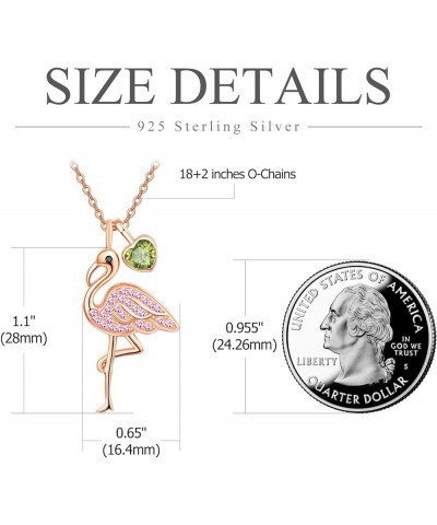 Mother's Day Flamingo Gifts for Women Sterling Silver Flamingo Pendant Necklace Birthstone Jewelry Birthday Gifts for Teens G...