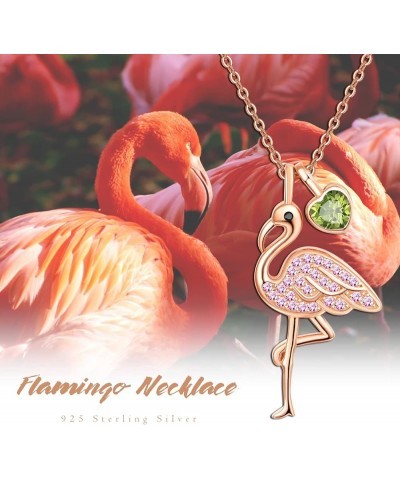 Mother's Day Flamingo Gifts for Women Sterling Silver Flamingo Pendant Necklace Birthstone Jewelry Birthday Gifts for Teens G...